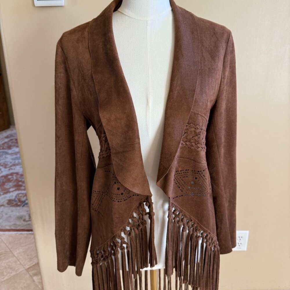 Faux Suede Fringed Jacket, size M